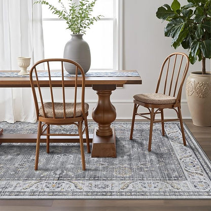 LUMI Washable Area Rug for Living Room, 4x6 Ultra Soft Traditional Vintage Rugs Non Slip with Rubber Backing, Low Profile, High Traffic, Stain Resistant Carpets, Ideal for Bedroom, Dining Room
