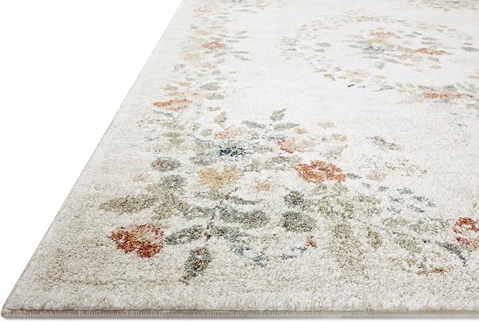 Loloi Rifle Paper Co. Laurel Collection LAU-01 Cream 5'-3" x 7'-8" Area Rug