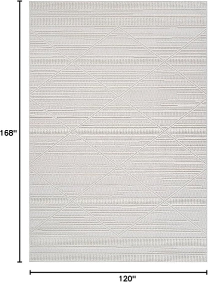 CAMILSON Micro Loop Rug 10x14 Modern Luxury Geometric Pattern Large Area Rugs Soft High and Low Pile Stain Resistant Easy-Cleaning Non-Shedding for Living Room Office Indoor Carpet (10 x 14 / White)