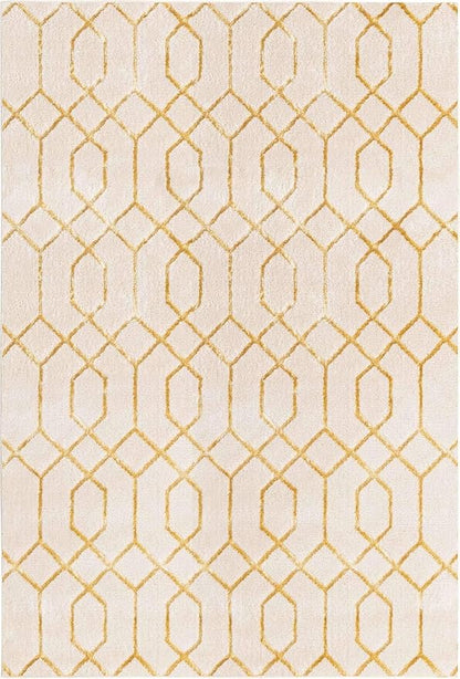 Unique Loom Marilyn Monroe Glam Collection Area Rug - Trellis (6' 1' x 9' Rectangle, White Gold/ Gold)