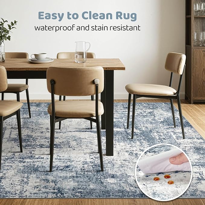 8x10 Area Rugs Living Room: Washable Large Abstract Soft Rug Stain Resistant Indoor Non-Slip Carpet for Men Modern Home Enthusiasts Aged 25-45 - High Traffic Areas - Bedroom Office Playroom