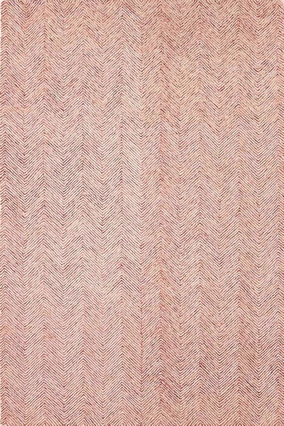 Modern Herringbone Chevron Collection Handcrafted Wool Area Rug - Durable, Zigzag Pattern, for High Traffic, Contemporary Design for Living Room, Bedroom, Dining Room Decor (Blush Pink, 2' x 3')