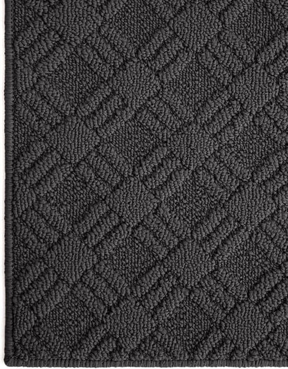 LUMI Indoor Door Mat, Absorbent Non-Slip Thin Doormat, Washable Door Mats, Woven Pattern Inside Floor Mat, Ideal for Entryway, Front Door, Home Decor, 17"x30", Woven Grey