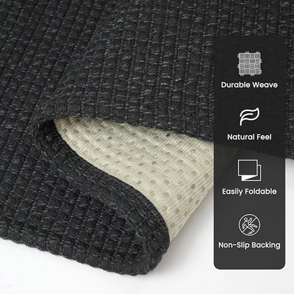 Braided Runner Rug 3x16 Ft Washable Runners for Hallways Non Slip Rubber Backed Kitchen Runners Cotton Long Entryway Runner Indoor, Woven Carpet for Hall Stair Entryway, Black/Grey
