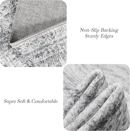Area Rugs 4x6 for Living Room, Vintage Washable Rugs for Dining Room, Kitchen, Non-Slip Area Rug Grey