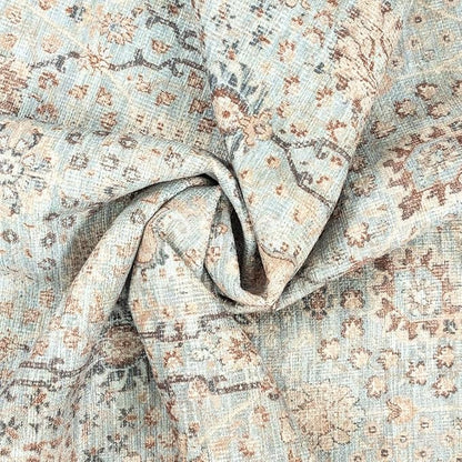 GLN Rugs Traditional Collection - Machine Washable Area Rug, Traditional Washable, Non Slip, Low Pile Chenille Rug, Living Room, Bedroom, Kitchen Rug (2'6" x 10' Light Blue)