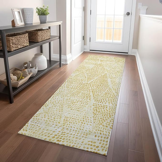 Addison Rugs Chantille ACN591 Wheat 2'3" x 7'6" Indoor Outdoor Hallway Runner Rug, Stain Resistant Washable Kitchen Area Carpet for Bathroom, Laundry and Bedroom Rug
