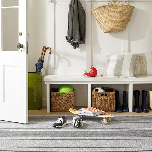 Dash & Albert Gunner Stripe Machine Washable Rug, 3 X 5 Feet, Grey Stripe Pattern