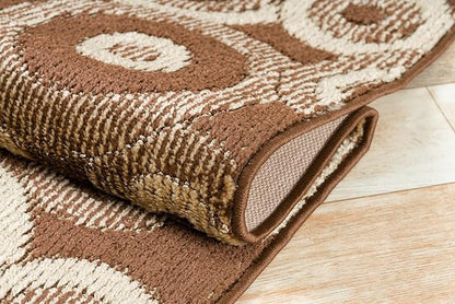 27 ft Extra Long Brown Hallway Runner Rug | Non-Slip & Machine Washable | Custom Cut to Size 2'3" x 27' (Runner) | REMNAZ