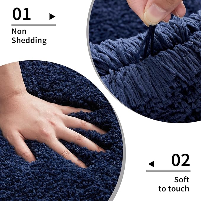 Toilet Rug 22x24 Navy Non Slip Fluffy Toilet Floor Mat U Shaped Washable Bathroom Contour Rug for Toilet Absorbent Thick Toilet Carpet