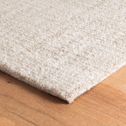 Dash and Albert Crosshatch Wool Area Rug - 2.5' x 8' Runner Ivory Solid Hand Micro Hooked Accent Rug - Durable, High Traffic Areas Bedroom, Hallway, Stairs