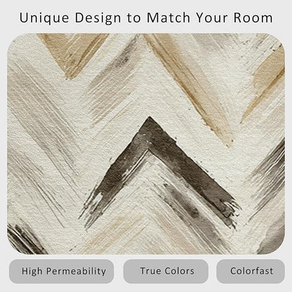Washable 3x5 Chevron Rug Living Room, Modern Abstract Art Design Area Rugs for Bedroom, Chevron Home Decor Carpet, Low Pile, Non Slip, Kids & Pet Friendly (N4188)