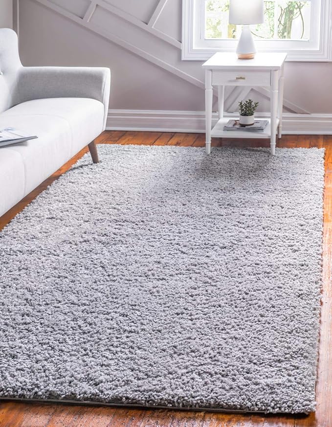 Unique Loom Davos Shag Collection Area Rug - Solid (4' 1" x 6' 1" Rectangle, Sterling)