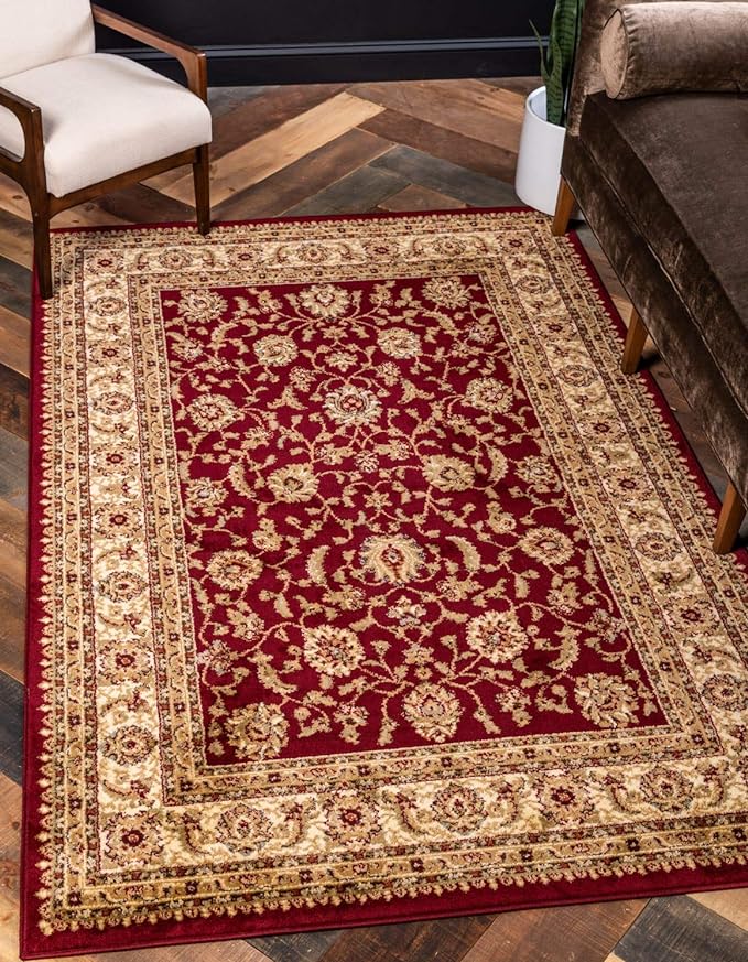 Unique Loom Voyage Collection Traditional Oriental Classic Intricate Design Area Rug (5' 0 x 8' 0 Rectangular, Red/Gold)
