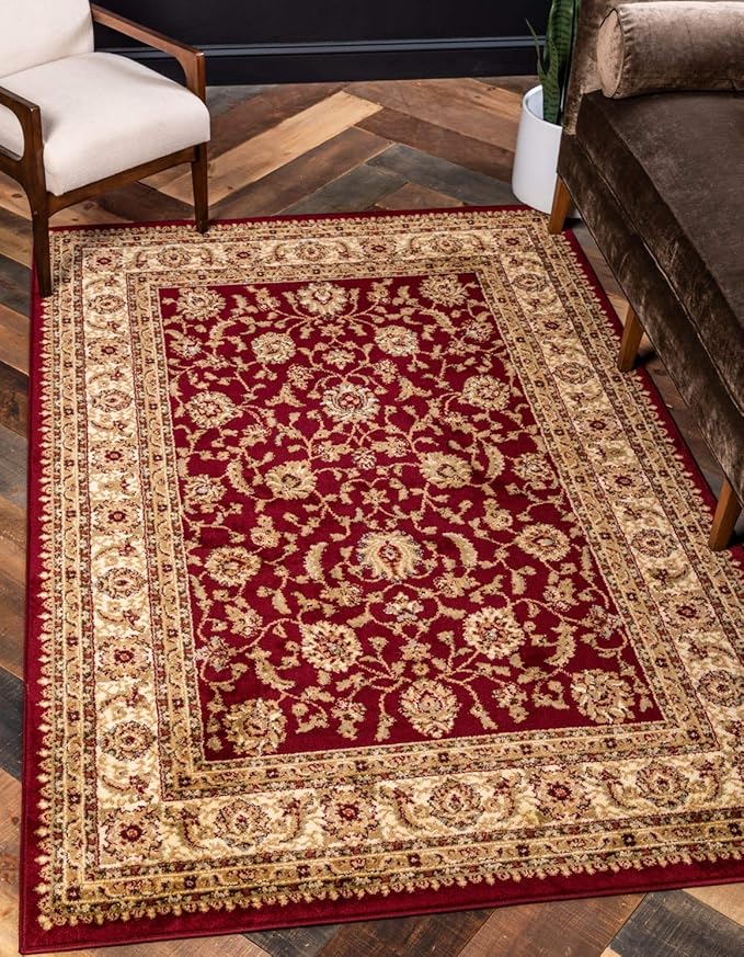 Unique Loom Voyage Collection Traditional Oriental Classic Intricate Design Area Rug (7' 0 x 10' 0 Rectangular, Red/Gold)