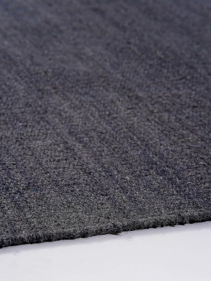 Rugsotic Carpets Hand Woven Flat Weave Kilim Wool ECO-Friendly Area Rugs - 10'x13', Rectangle Shape, Charcoal Color, Solid Plain Design, Low Pile Handmade Rugs for Living Room, Bed Room (D00111)