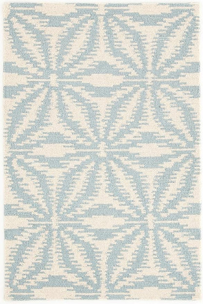 Dash & Albert Aster Sky Hand Micro Hooked Wool Rug, 4 X 6 Feet, Blue Geometric Pattern