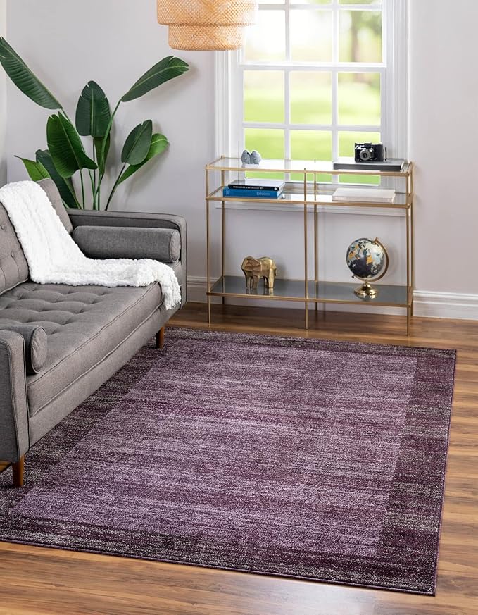 Rugs.com Angelica Collection Rug – 7' x 10' Violet Medium Rug Perfect for Bedrooms, Dining Rooms, Living Rooms