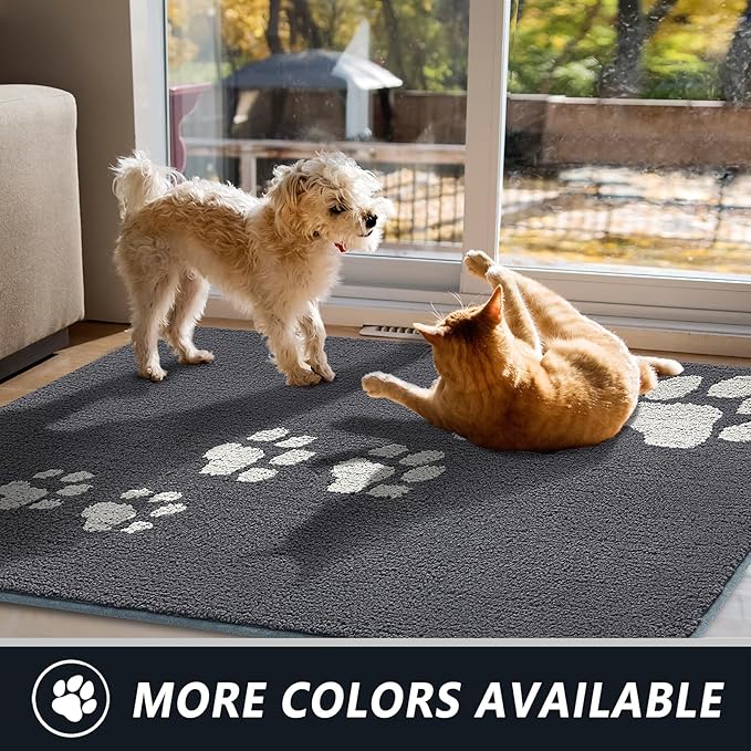 Timo Indoor Door Mat, Front Door Mat 32"x40" Non-Slip Rubber Backing Absorbent Resist Dirt Entrance Rug, Washable Low-Profile Inside Entry Door Rugs for Entryway, Dog Door Mats, Grey