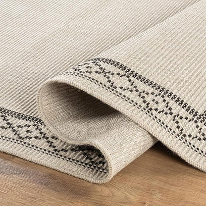 Easy Jute Rugs 10x14 Frame Bone Color Living Room Indoor Outdoor Area Rug for Patio and Kitchen Rug High Traffic Washable Easy to Clean Solid Boho Woven Design Carpet (10 x 14)