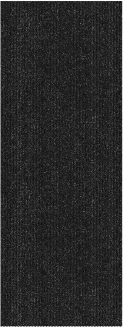 Ottomanson 2'7" x 22' Hallway Runner with Scraper Pile - Extra Durable Non-Slip Rug Mat for Indoor & Outdoor Use - Ideal for Kitchen, Entryway & Garage - High-Traffic Carpet, Black