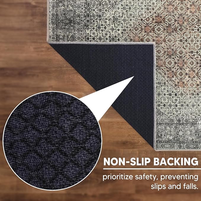 Keen Home Design 2x3 Rug - Machine Washable Entry Rug with Non-Slip Backing, Ideal for Enteryway, Kitchen, Bathroom, Laundry Room - Vintage, Easy Clean, Durable, Low Pile - (2' x 3')