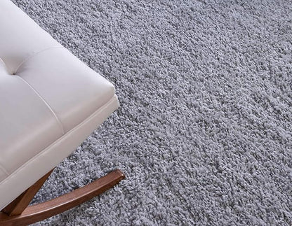 Unique Loom Davos Shag Collection Area Rug - Solid (7' 10" Square, Sterling)