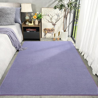 Amearea Large Modern Area Rugs for Bedroom Living Room, 6x9 Feet Purple Thickened Memory Foam Rug, Fluffy Indoor Washable Rugs Non Slip Minimalist Carpet for Boys Girls Dorm Nursery Room Decor