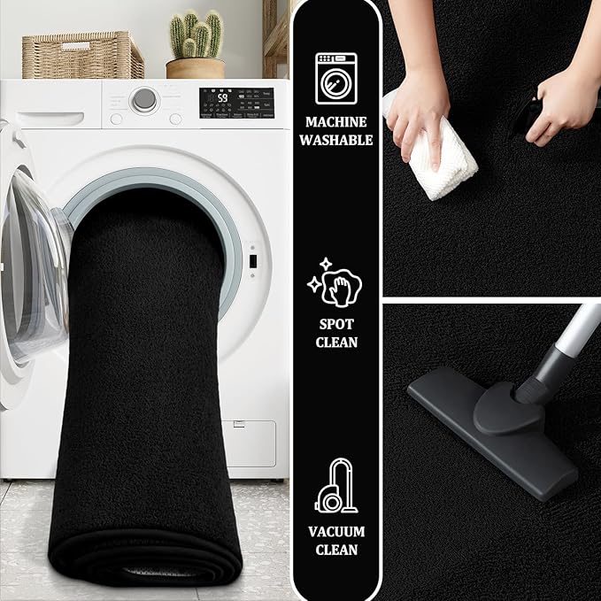 Large Modern Area Rugs for Living Room Bedroom, 7x10 Feet Black Ultra Soft Solid Thickened Memory Foam Indoor Minimalist Carpets, Non-Slip Comfy Rugs for Boys Girls Nursery Kids Room Home Décor