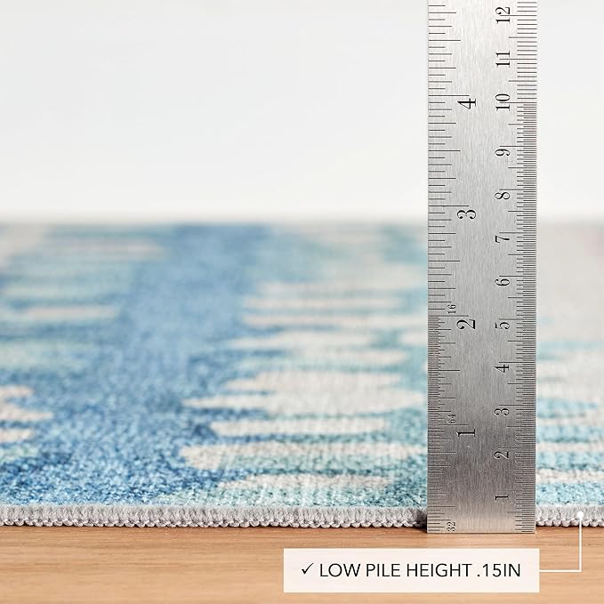 Dash and Albert Paint Chip Machine Washable Area Rug - 5' x 8' Blue - Geometric Accent Rug - Anti-Slip Backing, Lightweight, Machine Washable, High Traffic Areas Kitchen, Mudroom, Laundry Room