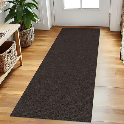 EARTHALL Washable Runner Rug 2x5 Ft Non Slip Runners for Hallways Cotton Rubber Backed Kitchen Runner Braided Indoor Floor Carpet Runners for Entryway, Hallway, Kitchen, Bedroom, Taupe/Coffee