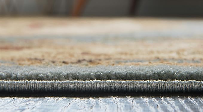Unique Loom Versailles Collection Traditional Classic Floral Motif Area Rug (6' 0 x 6' 0 Round, Slate Blue/ Ivory)