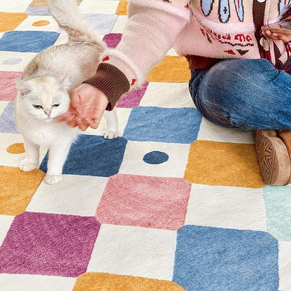 jinchan Macy Runner Rug 2x6 Kids Hallway Washable Rug Indoor Soft Non Slip Modern Diamond Carpet for Nursery Room Bedroom Kitchen Laundry Room Berries on Cream