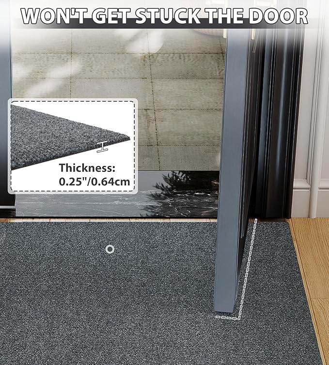 jxgzyy Commercial Outdoor Mat 2'11" x 4'11", Non Slip Front Door Mat Outside Entrance, Heavy Duty Waterproof Floor Mat for Porch, Home, Patio, Garage, Entryway, Grey