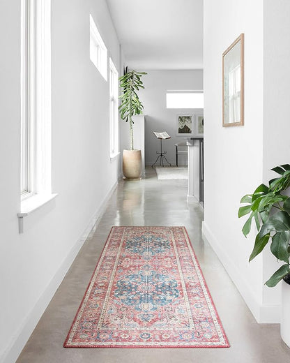 Loloi II Skye Collection SKY-05 Brick/Ocean 2'-6" x 7'-6" Runner Rug