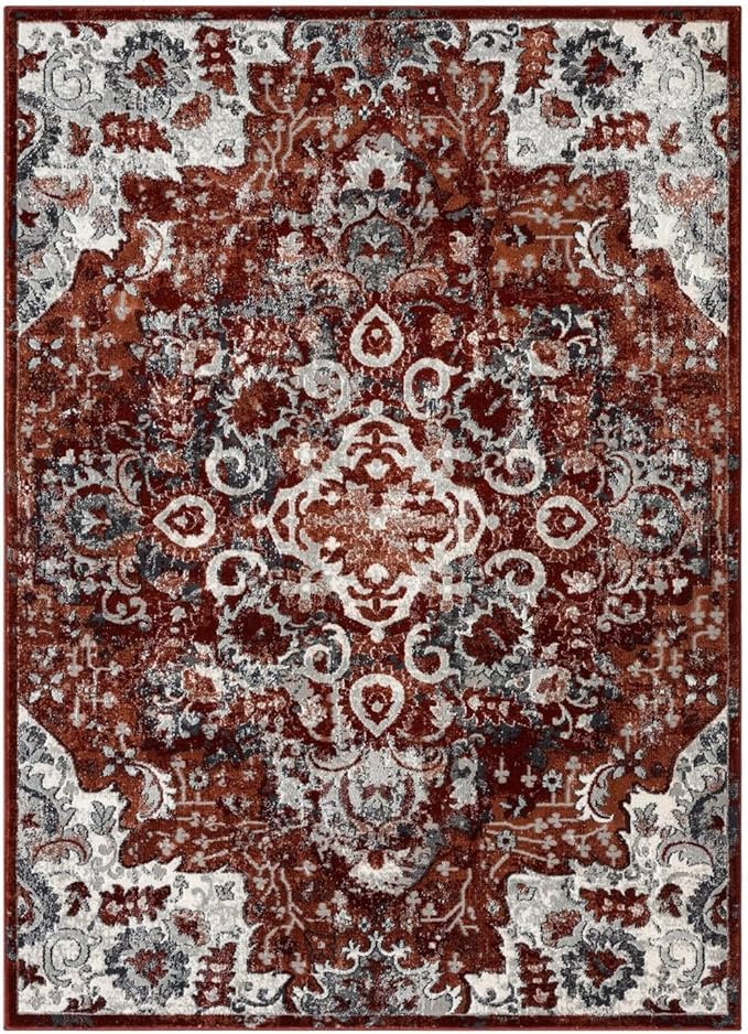 LUXE WEAVERS Moroccan Red 5x7 Medallion Area Rug for Living Rooms