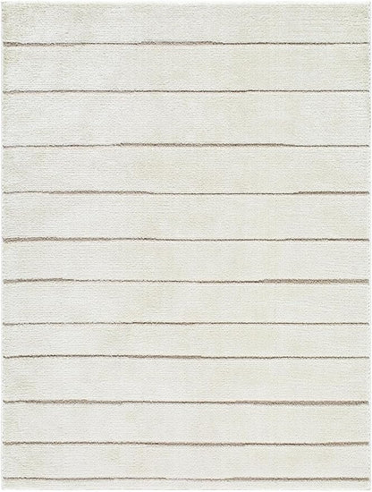 Livabliss x Our PNW Home Cascade Minimalist Striped Area Rug, 2'7" x 12', Striped Ivory/Taupe