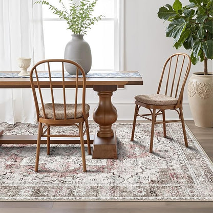 LUMI Washable Area Rug 5x8 for Living Room, Ultra Soft Stain Resistant Carpet with Non Slip Rubber Backing, Non-Shedding Low Pile Rugs for Bedroom, Dining Room, Indoor, Office