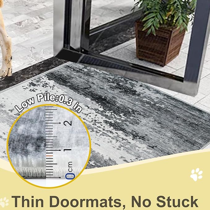 COMSLE Door Mat Soft Absorbent Indoor Front Entryway Rug Machine Washable Entrance Mats for Muddy Paws Non Slip Throw Rugs 24" x 36" Doormat for Inside Foyer Bedroom - Gray