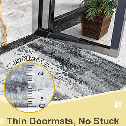 COMSLE Door Mat Soft Absorbent Indoor Front Entryway Rug Machine Washable Entrance Mats for Muddy Paws Non Slip Throw Rugs 32" x 48" Doormat for Inside Foyer Bedroom - Gray