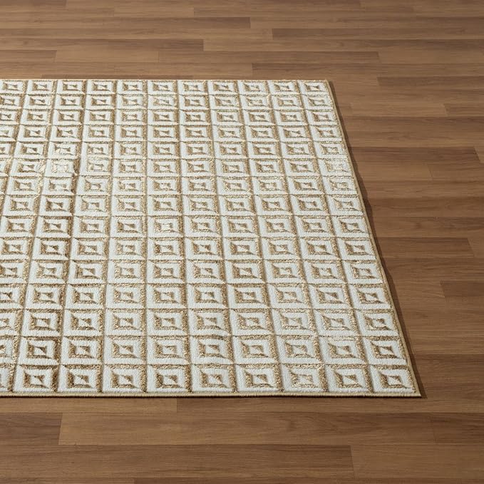 LUXE WEAVERS Geometric Greek Pattern Area Rug, Gold, 6'X9'