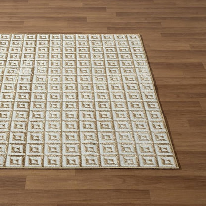 LUXE WEAVERS Geometric Greek Pattern Area Rug, Gold, 5'X7'