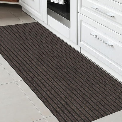 Ottomanson 2'7" x 6' Hallway Runner with Scraper Pile - Extra Durable Non-Slip Rug Mat for Indoor & Outdoor Use - Ideal for Kitchen, Entryway & Garage - High-Traffic Carpet, Brown
