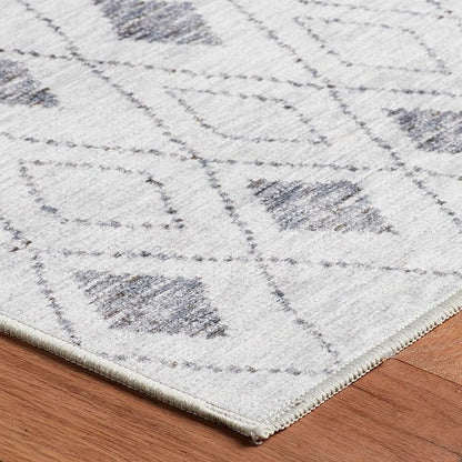 Dash & Albert Chandler Ivory Machine Washable Rug, 7.5 X 9.5 Feet, Ivory Geometric Pattern - Premium Luxury Hotel Quality Soft Breathable Hypoallergenic Machine Washable Easy Care All Season