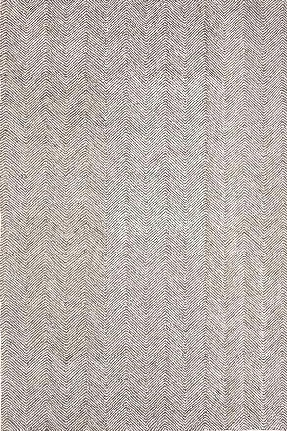Modern Herringbone Chevron Collection Handcrafted Wool Area Rug - Durable, Zigzag Pattern, for High Traffic, Contemporary Design for Living Room, Bedroom, Dining Room Decor (Dark Olive, 6' x 9')