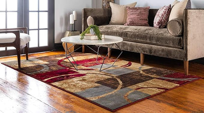 Unique Loom Barista Collection Area Rug - Kouillou (7' 10" x 10' Rectangle, Multi/ Brown)