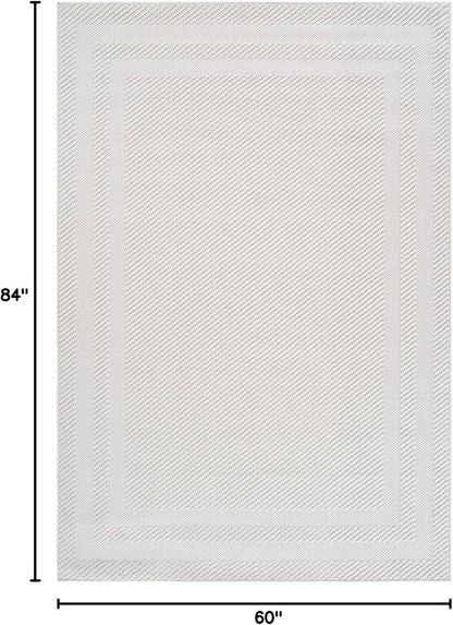 CAMILSON Micro Loop Rug 5x7 Modern Luxury Bordered Area Rugs Soft High and Low Pile Stain Resistant Easy-Cleaning Non-Shedding for Living Room Office Indoor Carpet (5 x 7 / White)