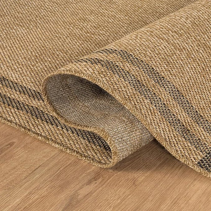 Easy Jute Rugs 2x7 Bordered Natural Color Living Room Indoor Outdoor Runner Rug for Patio and Kitchen Rug High Traffic Washable Easy to Clean Solid Boho Woven Design Outside Carpet (2 x 7)