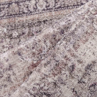 6x9 Purple Area Rug for Living Room Washable Vintage Distressed Carpet Large Bedroom Low Pile Non Slip Indoor Soft Retro Throw Accent Rug Office Kitchen Bathroom Dining Room