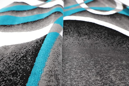 GLORY RUGS Modern Area Rug 4x6 Turquoise Swirls Carpet Bedroom Living Room Contemporary Dining Accent Sevilla Collection 4816A